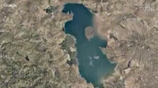 روند نابودی دریاچه ارومیه طی سال های ١٩٨٤ تا ٢٠١٦