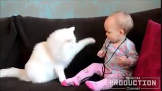 شیطنت کودکان با گربه ها