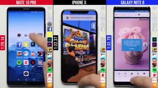مقایسه سرعت پردازش میت 10 پرو، آیفون 10 و گلکسی نوت 8