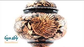 شکلات خوری مسی مدل پایه دار حکاکی شده ارتفاع 25 سانتی