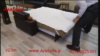 مبل تختخواب شو دو نفره ارزان قیمت مدل V22 دارای باکس بزرگ و ثبت طرح صنعتی با مکانیزم ترکیه